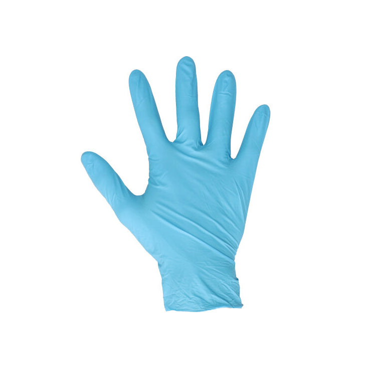 Gants en nitrile bleu avec texture antidérapante