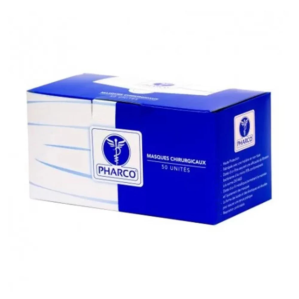 Masque chirurgical 3 plis Pharcomedic avec barrette nasale