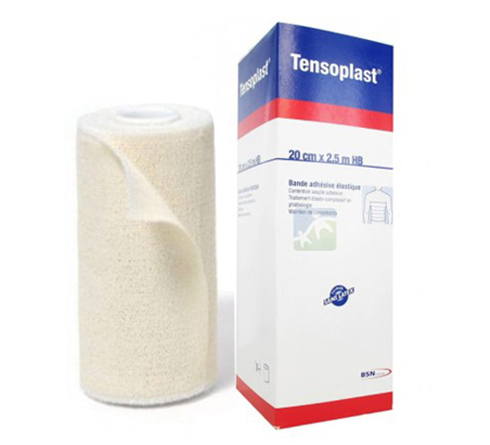 Détail des lisières tissées et de la surface striée Tensoplast